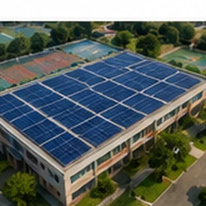 Completed rooftop solar system on a school building