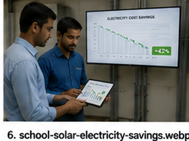 School facility team reviewing lower electricity costs after solar installation