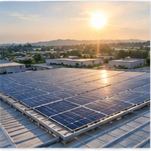 Completed rooftop solar array at an industrial facility